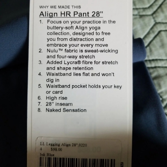 💙 Ink Blue Align 28" Size 4 NWT RARE 💙 - Picture 4 of 4